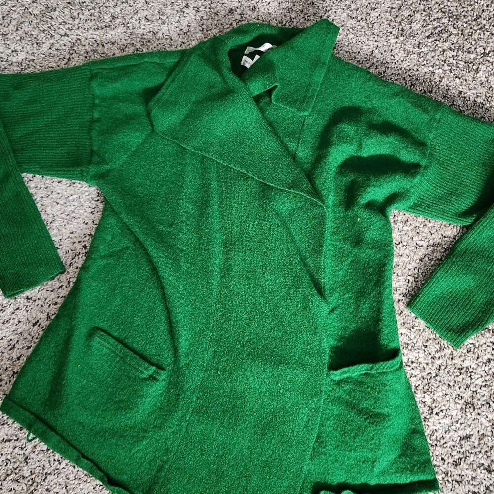 Max Studio Merino Wool Petite Green Cardigan